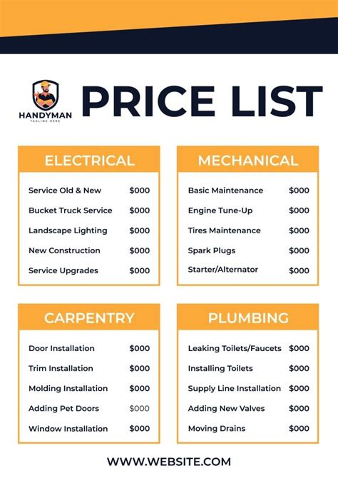 Service Price List 